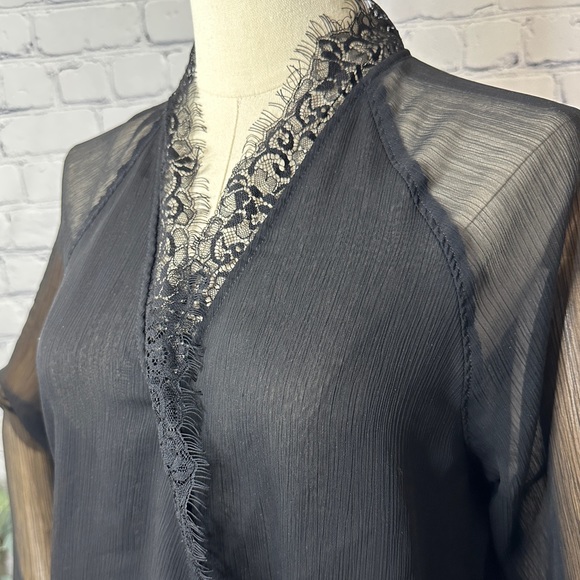 Express sheer wrap front lace blouse - Picture 2 of 6
